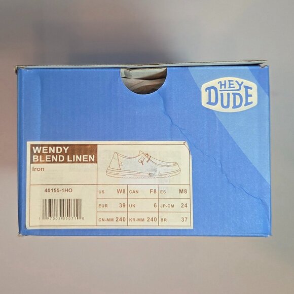 NWT -- Hey Dude Wendy Blend Linen Casual Shoes, Iron/Light Grey Blend, Size 8 - Picture 11 of 14